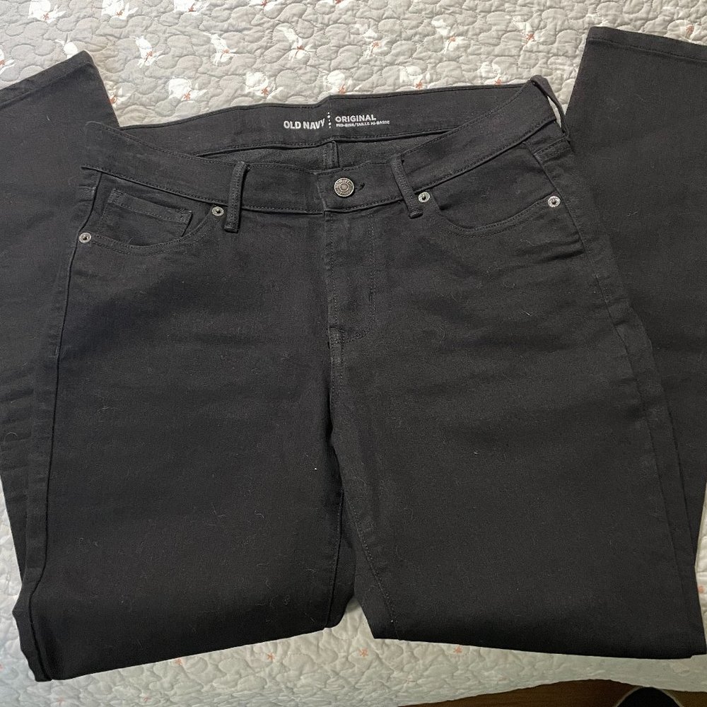 Old Navy Original Mid Rise Black Jeans Sz 8 Short in Mint Condition